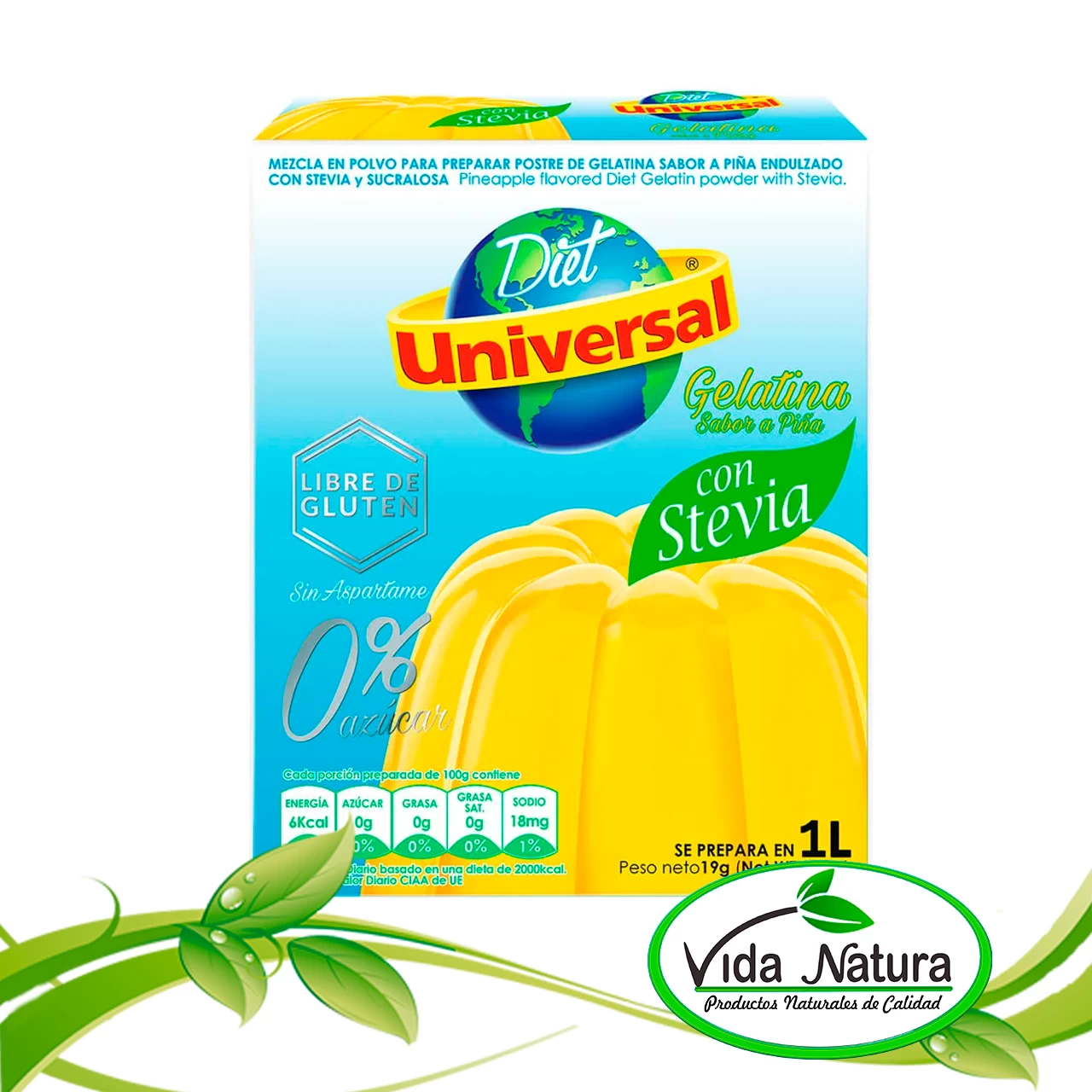 GELATINA DE PIÑA CON STEVIA