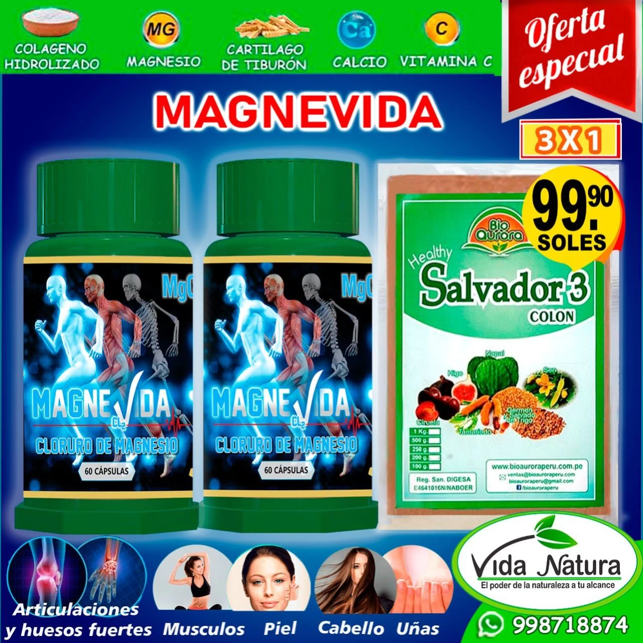 KIT HUESOS Y ARTICULACIONES SALUDABLES - CLORURO DE MAGNESIO